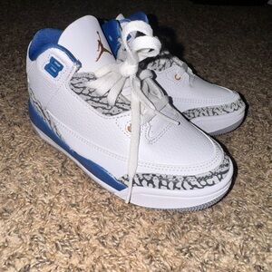 Jordan Kids Sneakers - White and Blue with Gray Accents